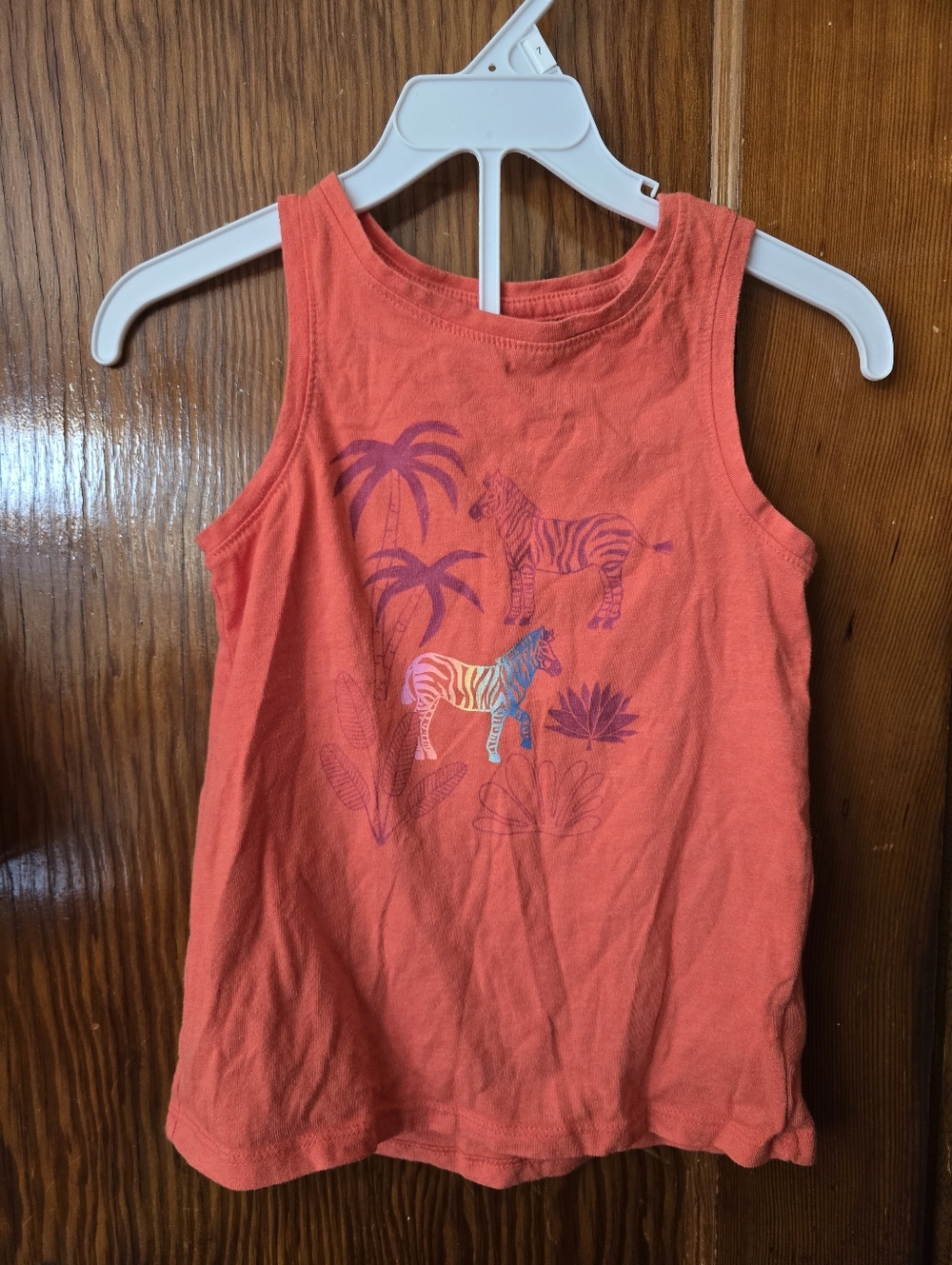 Cat & Jack Girls Tank 5T Orange Zebra